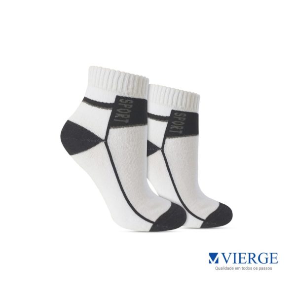 1579 - Kit 3 pares meia esportiva masculina Vierge - Cor Branca