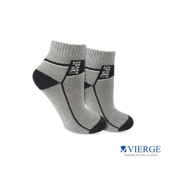 1579 - Kit 3 pares meia esportiva masculina Vierge - Cor Cinza